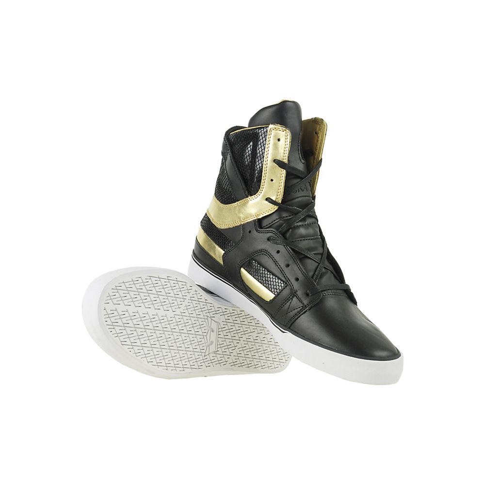 Baskets Montantes Supra SkyTop II Noir Doré Black/Gold Homme | UHA-62726067